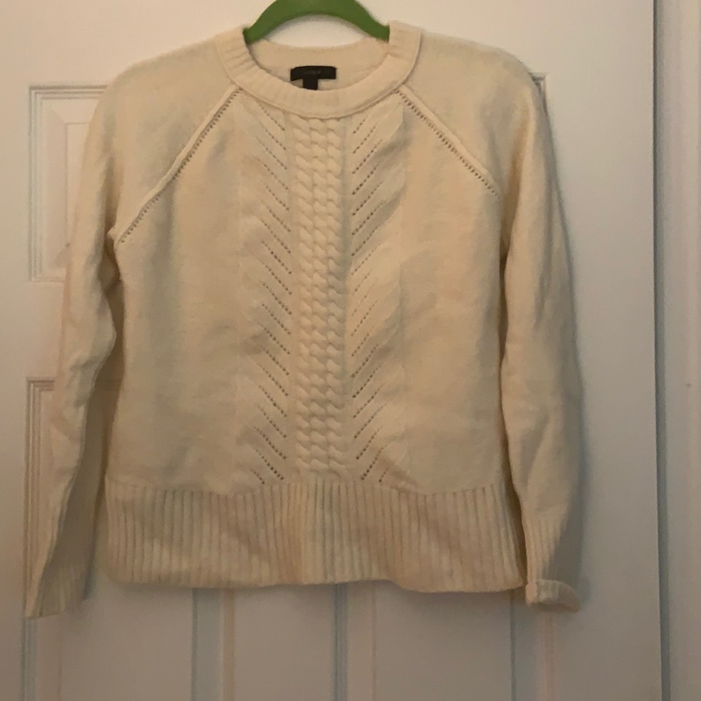 J Crew cropped wool cable sweater